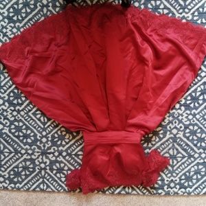 Short sleeve Red Lace Midi dress